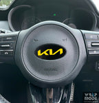 Kia Steering Wheel Badge Overlay KIA Logo  - Yellow