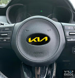 Kia Steering Wheel Badge Overlay KIA Logo  - Yellow